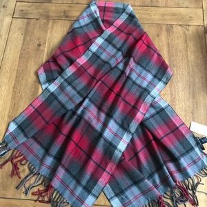 Banana Republic Gray and Cranberry Red Plaid Scarf